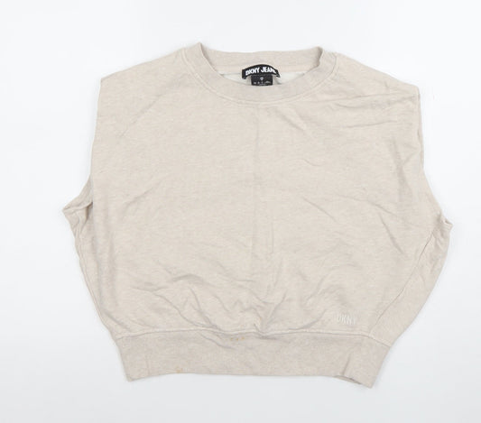 DKNY Jeans Women's Beige Sleeveless Crew Neck Cotton Top Size 12