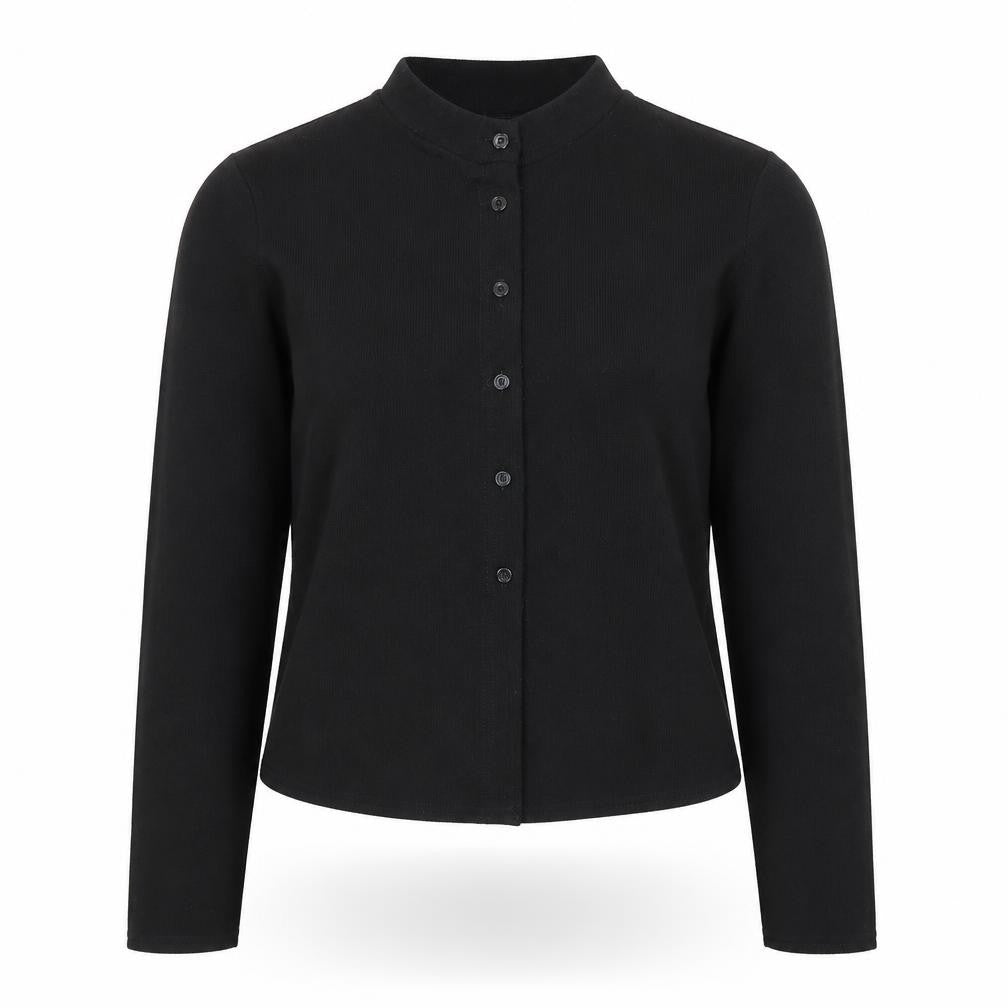 Boohoo Women Black Collared Button Cardigan Size 14