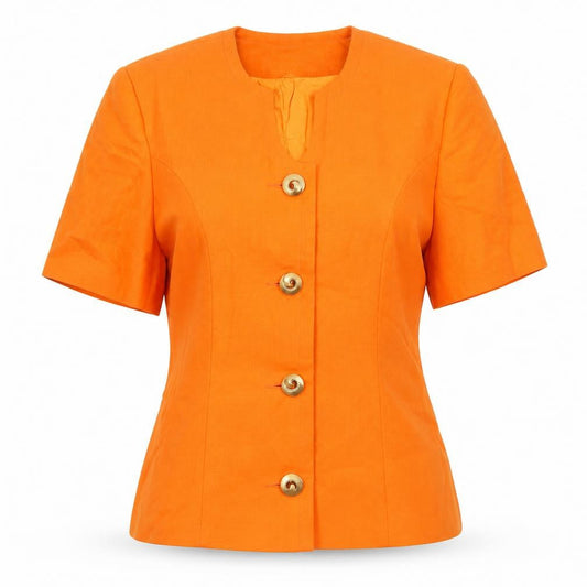Berkertex Women's Orange Short Sleeve Suit Jacket Size 10