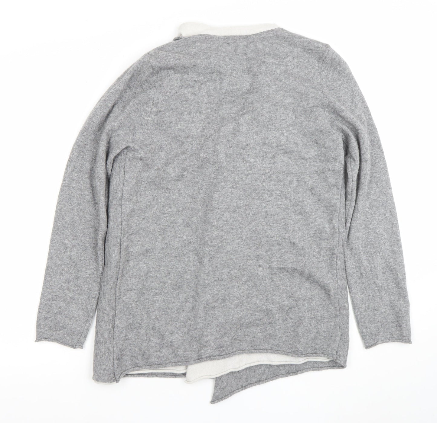 Benetton Womens Grey Merino Wool Blend Open Front Cardigan M