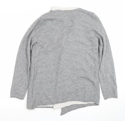 United Colors of Benetton Womens Grey Merino Wool Blend Open Front Cardigan M