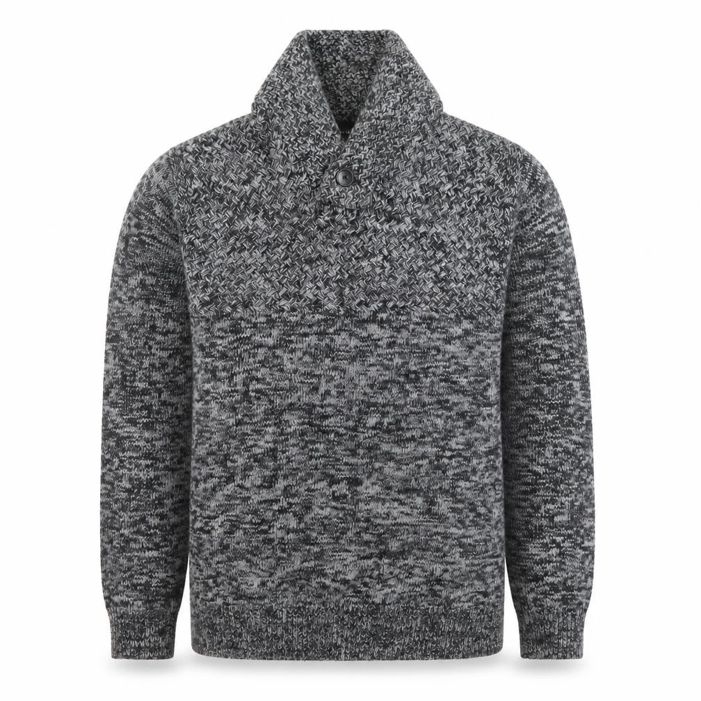 New Look Men Grey Chunky Knit Shawl Neck Wool Blend Jumper XL