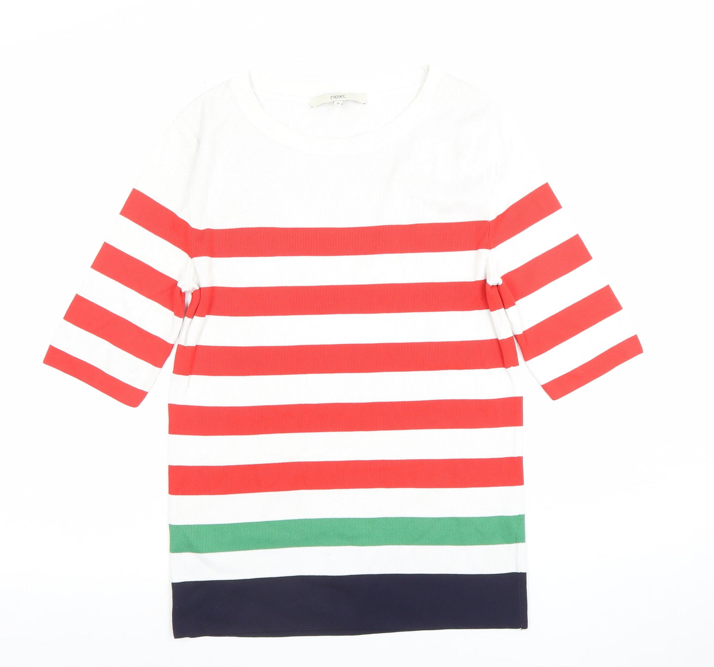 Next Women Multicoloured Striped Cotton Stretch T-Shirt Size 10
