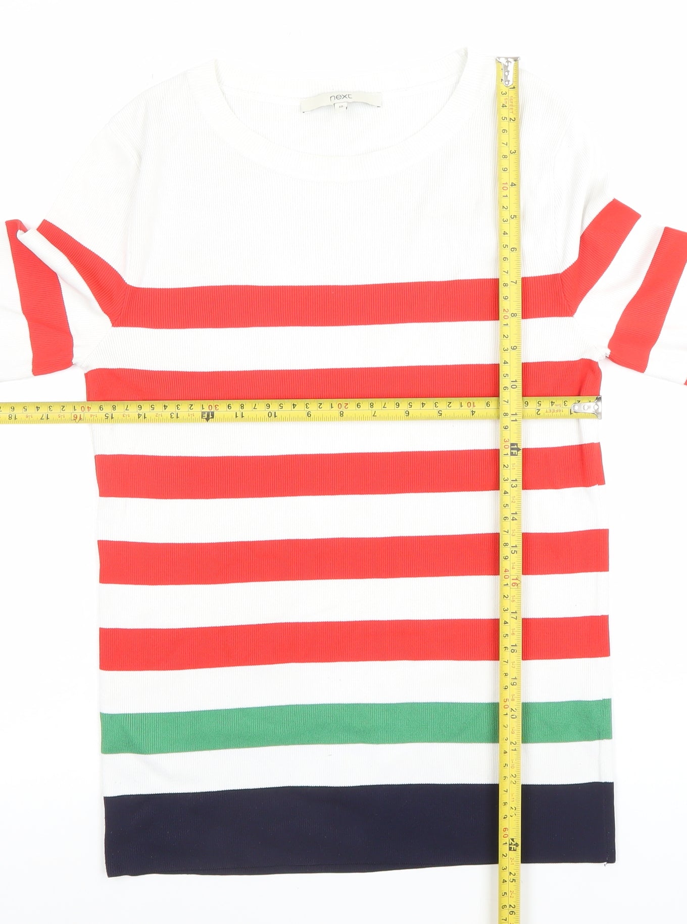 Next Women Multicoloured Striped Cotton Stretch T-Shirt Size 10