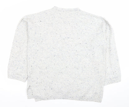 Marks & Spencer Women Grey V-Neck Knit Pullover Jumper M