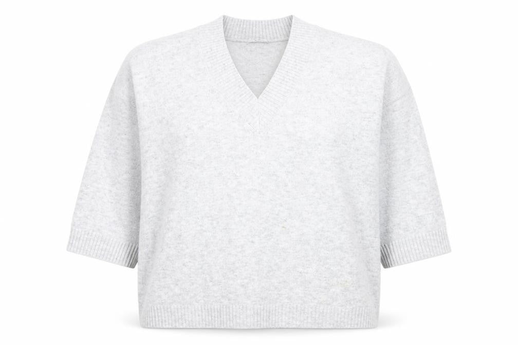 Tu Women Grey V-Neck Knit Pullover Jumper XL