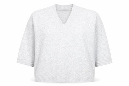 Tu Women Grey V-Neck Knit Pullover Jumper XL