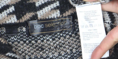 Brand and care label for BPC Selection Women Black Beige Knit Jumper, size M, Houndstooth Pattern
