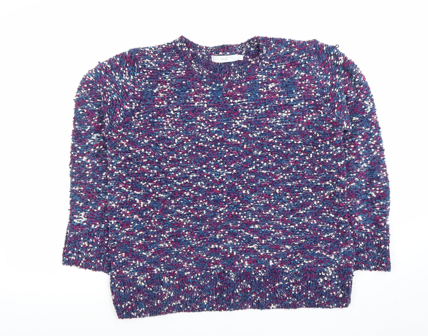 Isle Women's Multicoloured Chunky Knit Crew Neck Pullover Jumper M