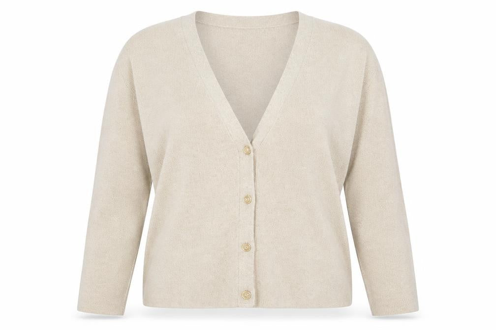 Marks & Spencer Womens Beige V-Neck Button Cardigan Size S