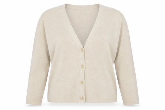 Marks & Spencer Womens Beige V-Neck Button Cardigan Size S