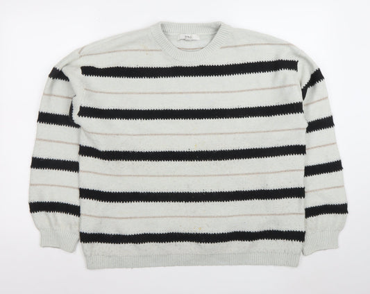 Marks and Spencer Womens Grey Striped Knit Jumper L