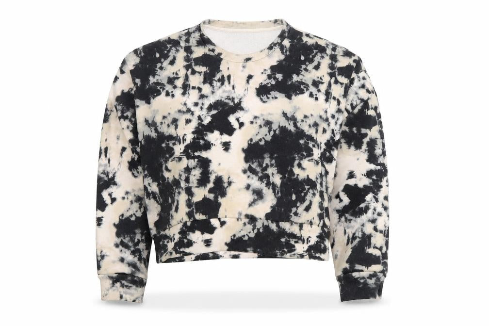 Zara Women's Beige & Black Tie-Dye Pullover Sweatshirt Size 12 L