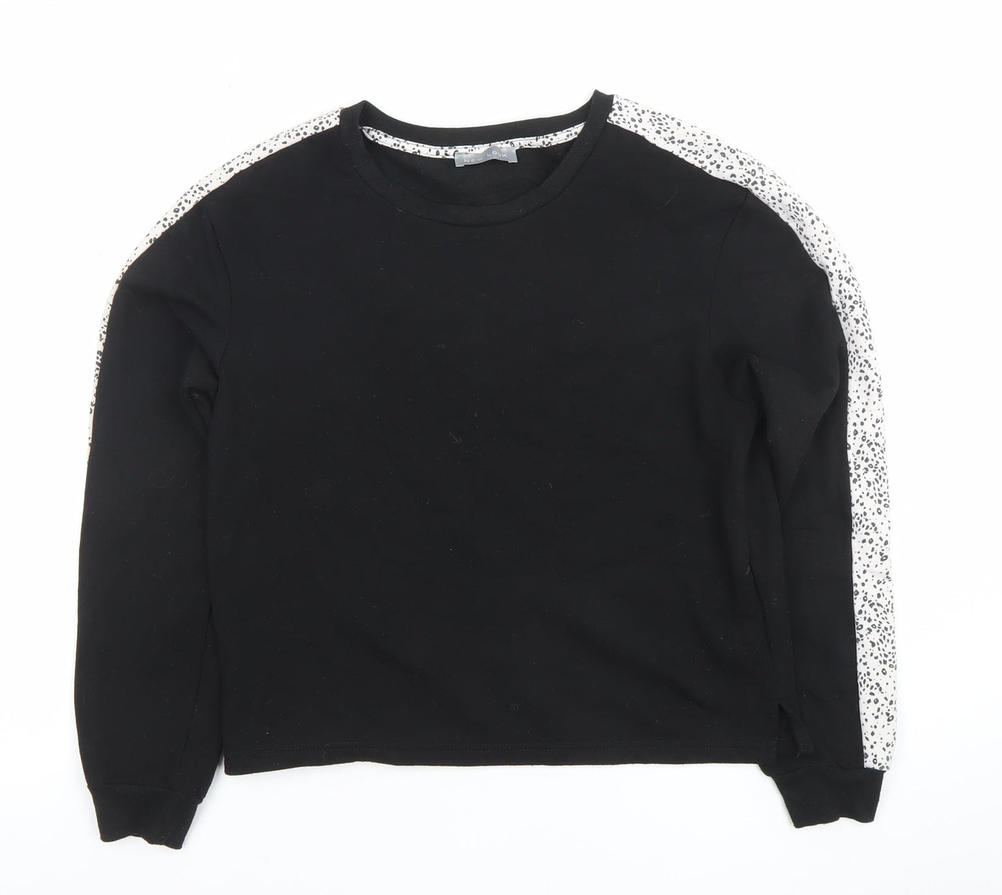 New Look Womens Black Animal Print Trim Sweatshirt Size 8