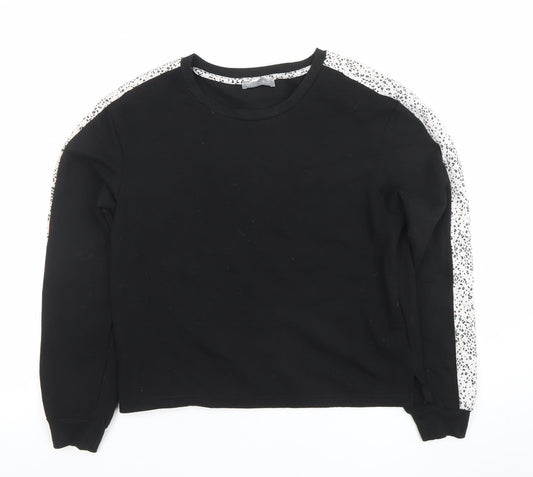 New Look Womens Black Animal Print Trim Sweatshirt Size 8