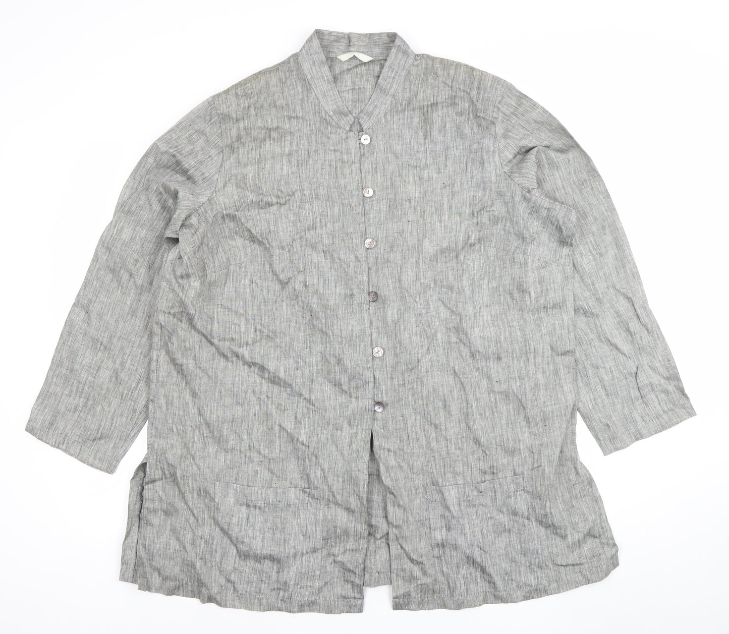 Marks and Spencer Women Grey Linen Long Sleeve Blazer Size 20
