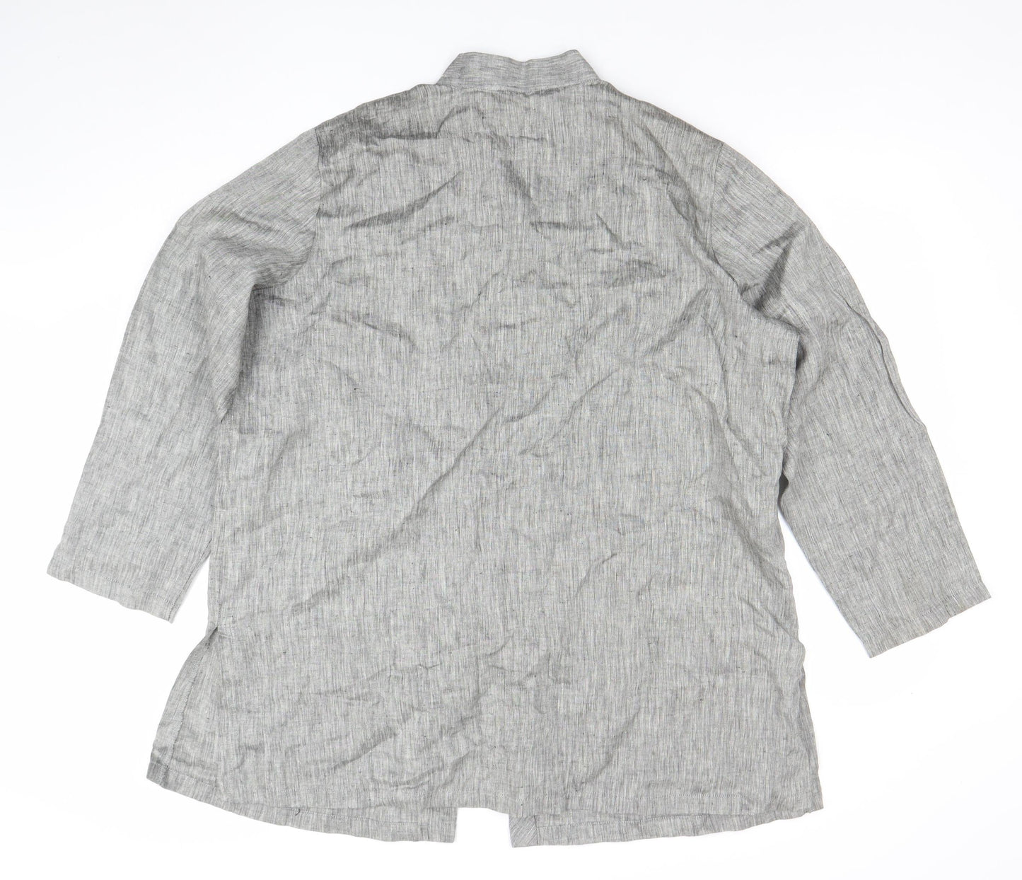 Marks and Spencer Women Grey Linen Long Sleeve Blazer Size 20
