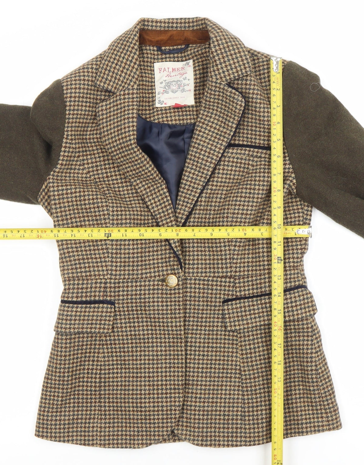 Palmer Women's Brown Houndstooth Wool Blend Blazer Jacket Size 10