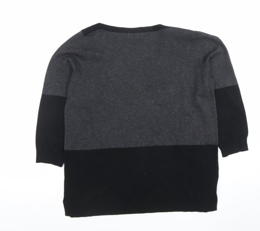 Papaya Women’s Grey Colourblock Knit Top Size 14 3/4 Sleeve