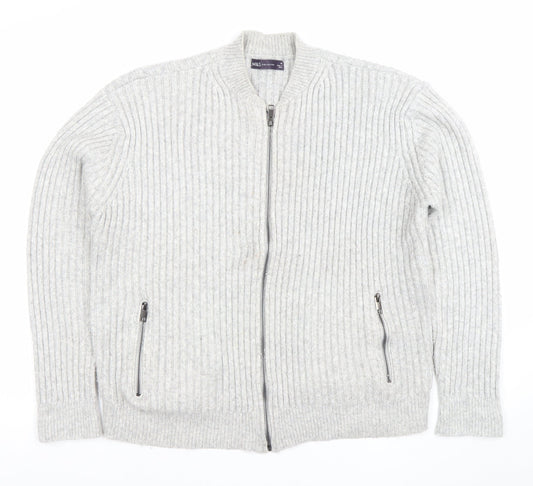 Marks and Spencer Men’s Grey Wool Blend Full Zip Jumper M