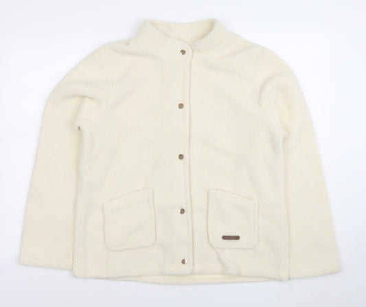 Nathalie Andersen Womens Ivory Fleece Snap Jacket M Classic Winter