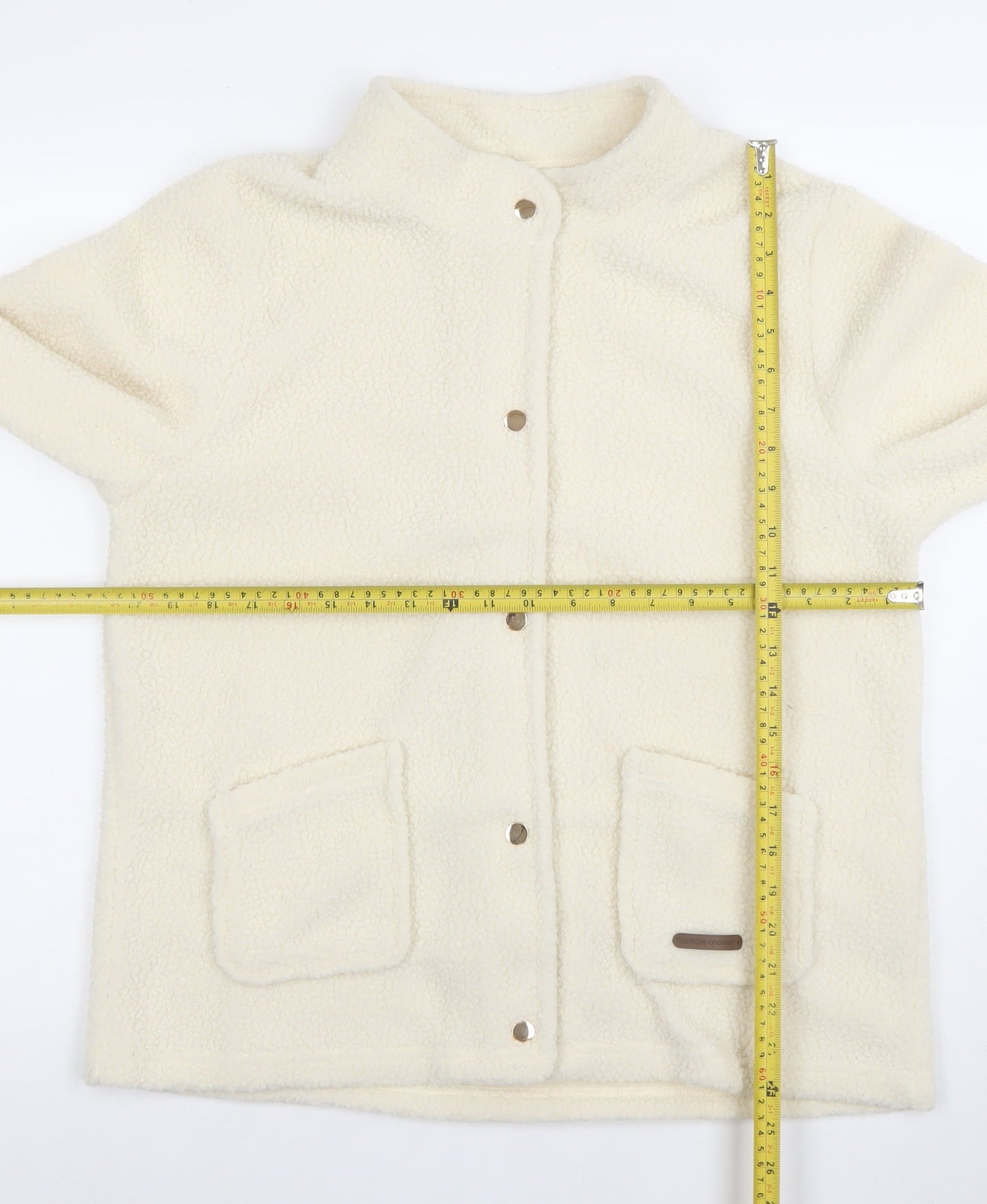 Nathalie Andersen Womens Ivory Fleece Snap Jacket M Classic Winter