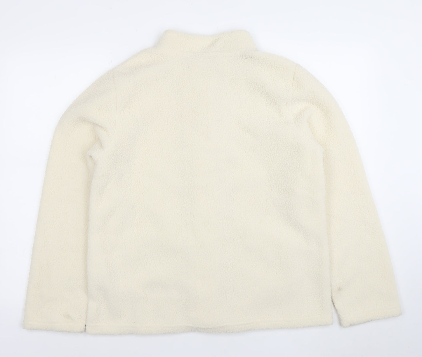 Nathalie Andersen Womens Ivory Fleece Snap Jacket M Classic Winter