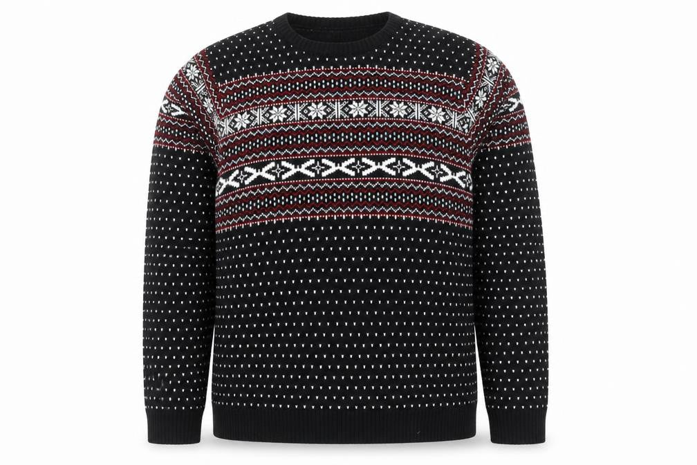 Cedarwood State Men's Black Fair Isle 2XL Acrylic Pullover Jumper