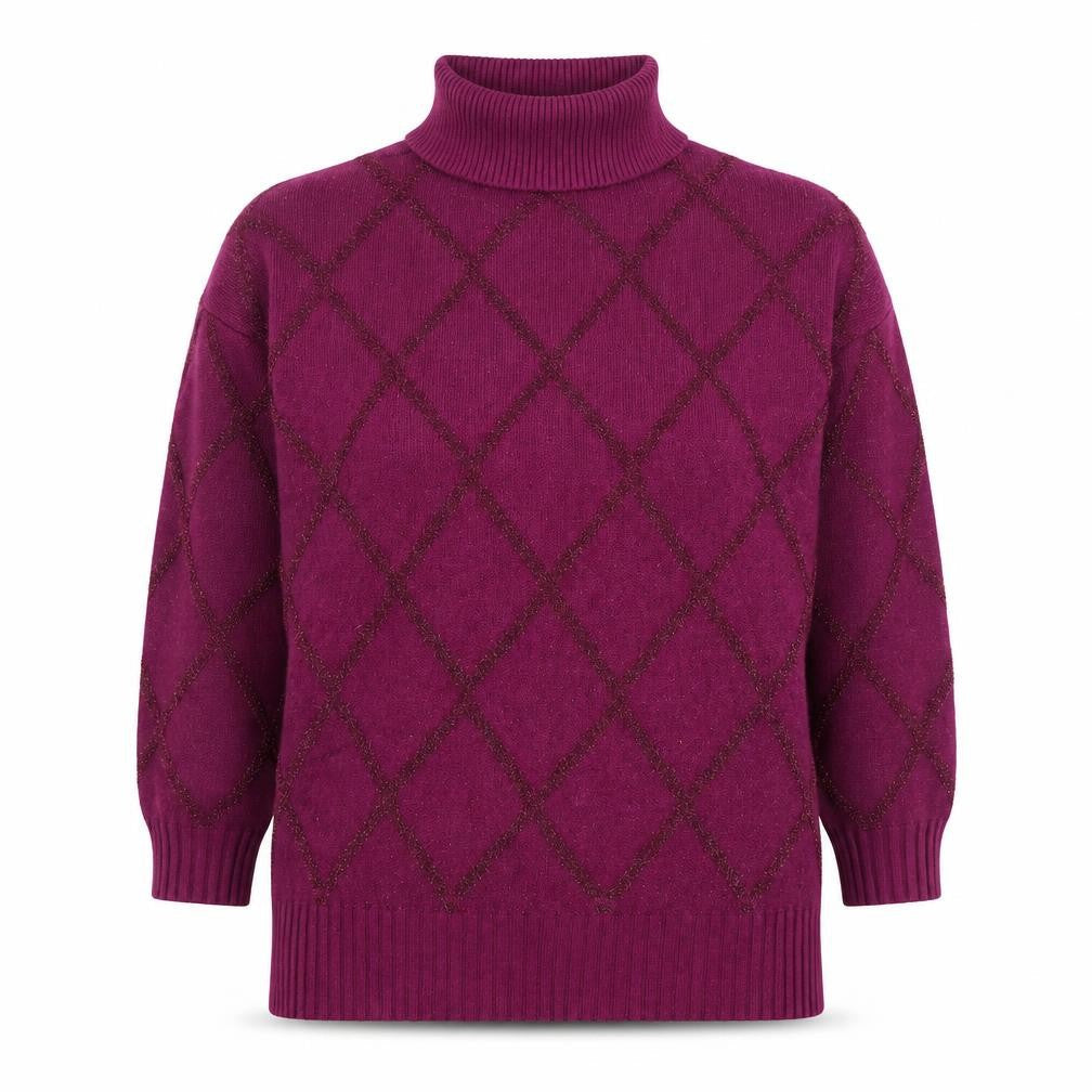NEXT Women's Purple Roll Neck Argyle Knit Jumper XL