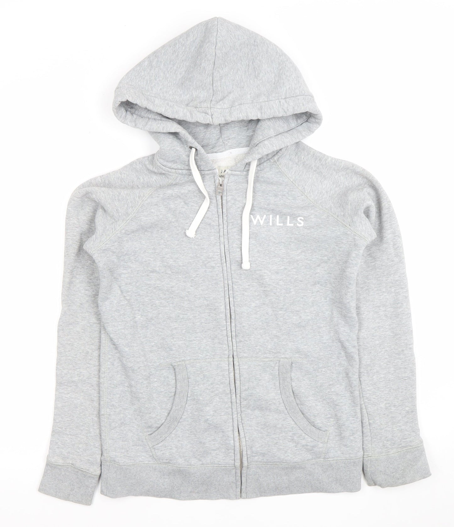 Jack Wills Womens Grey Full Zip Hoodie UK 10 Cotton Blend Casual