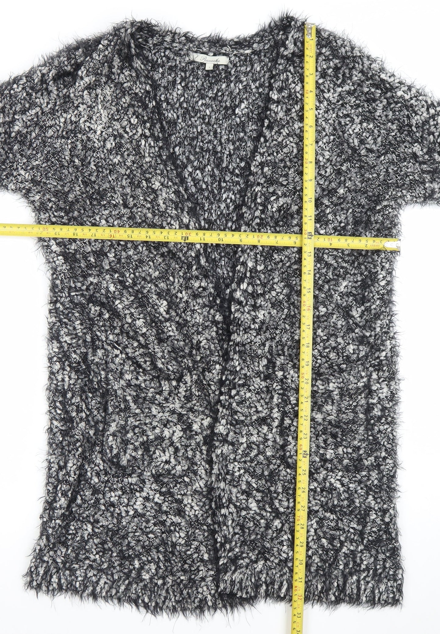 Peacocks Women’s Grey Chunky Knit Open Front Cardigan Size S