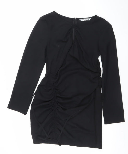 Zara Women’s Black Long Sleeve Bodycon Knee Length Dress Size 12