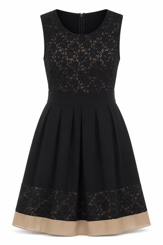 Apricot Women’s Black Lace Fit & Flare Sleeveless Knee Length Dress UK 10