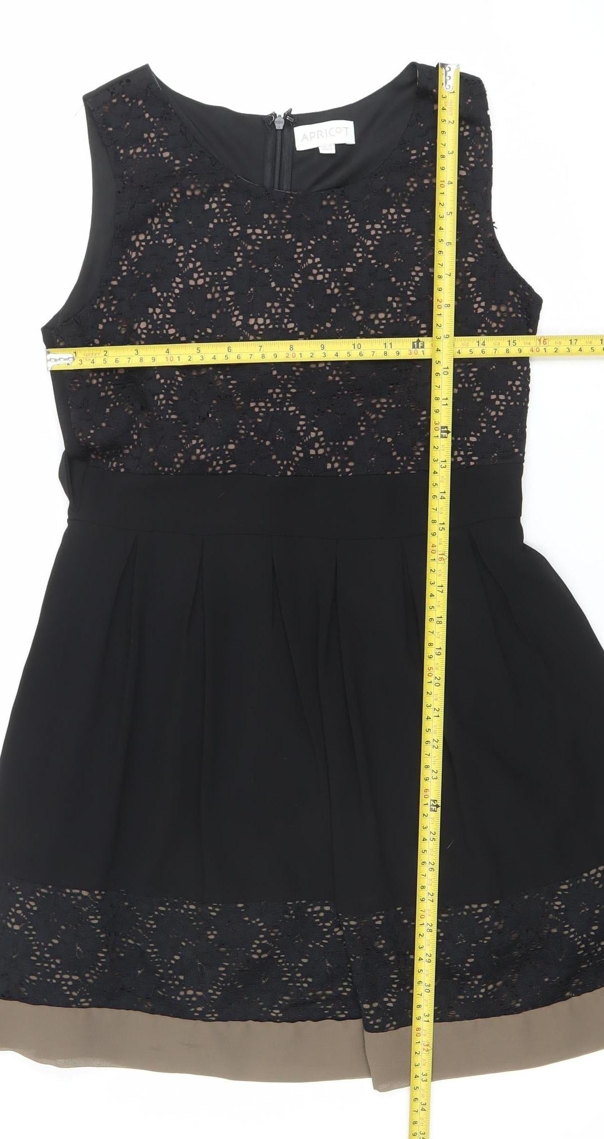 Apricot Women’s Black Lace Fit & Flare Sleeveless Knee Length Dress UK 10