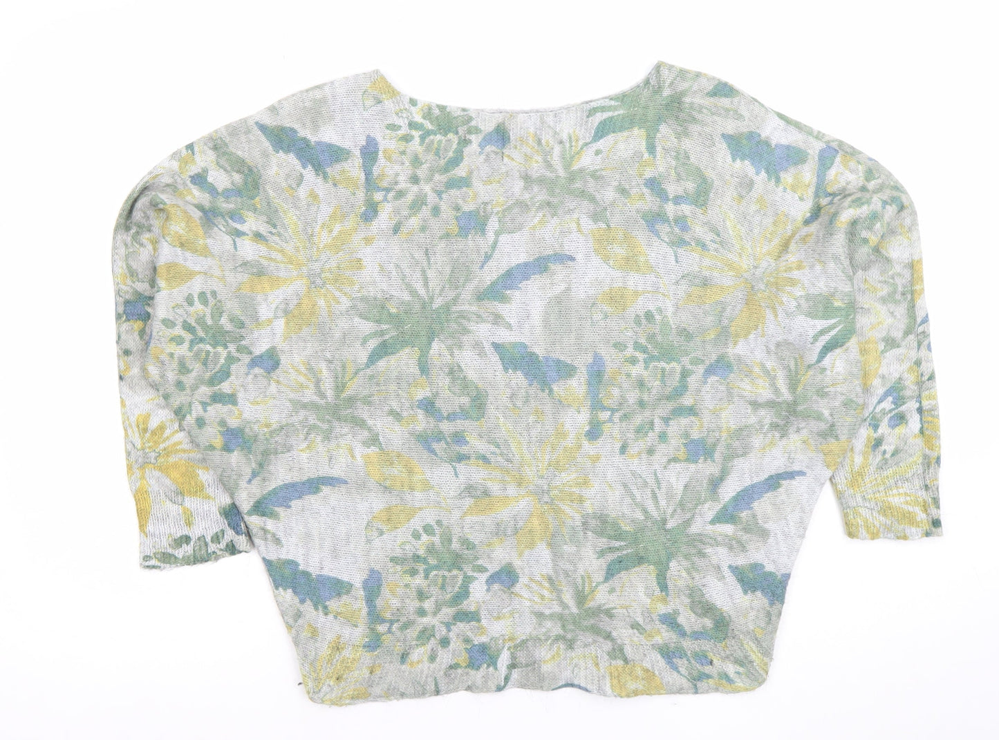 Collezioni Leonardo Women Beige Floral Batwing Jumper Size S Lightweight Knit