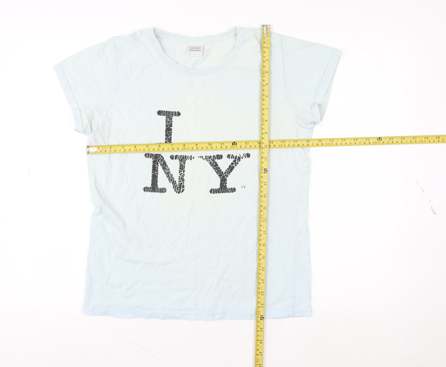 Gildan Women's White I Love NY Cotton Graphic T-Shirt Size M