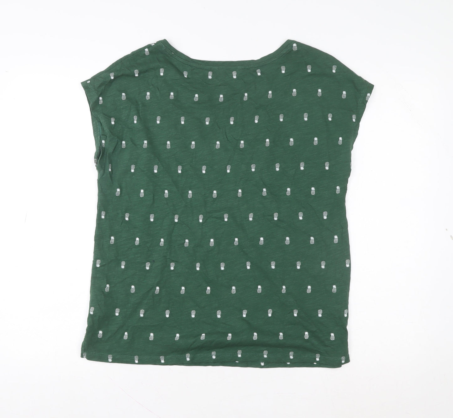 Boden Women’s Green Pineapple Embroidered Cotton T-Shirt Size M