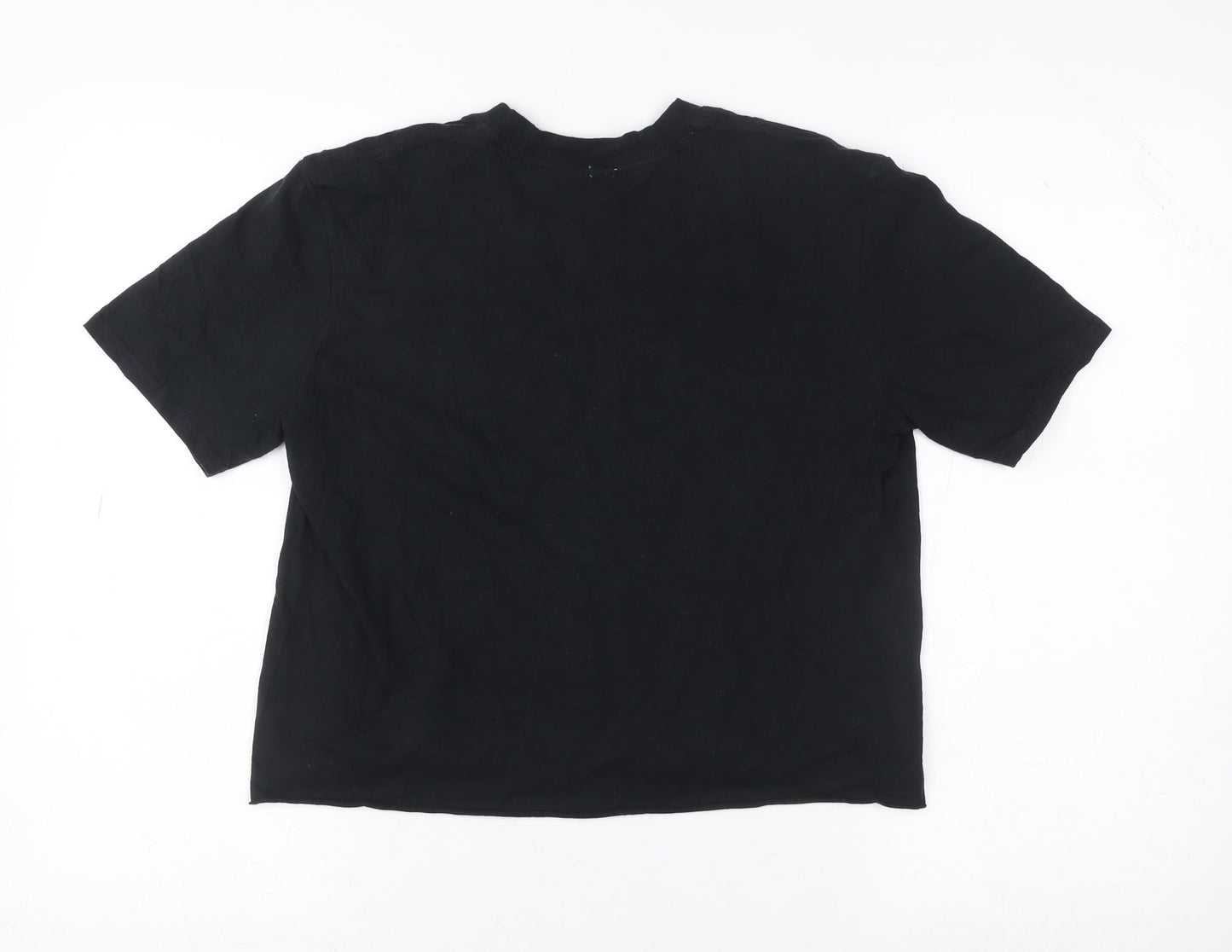 River Island Womens Black Cropped Escape Graphic T-Shirt Size 10