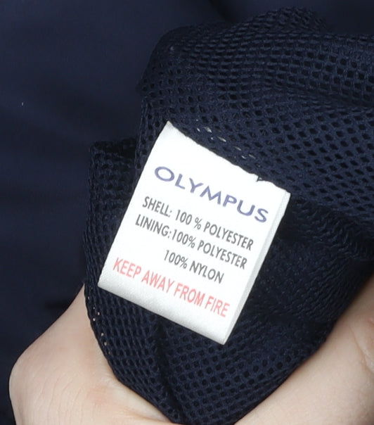 Olympus Men's Blue Hooded Rain Coat Jacket Size 14 Regular Fit