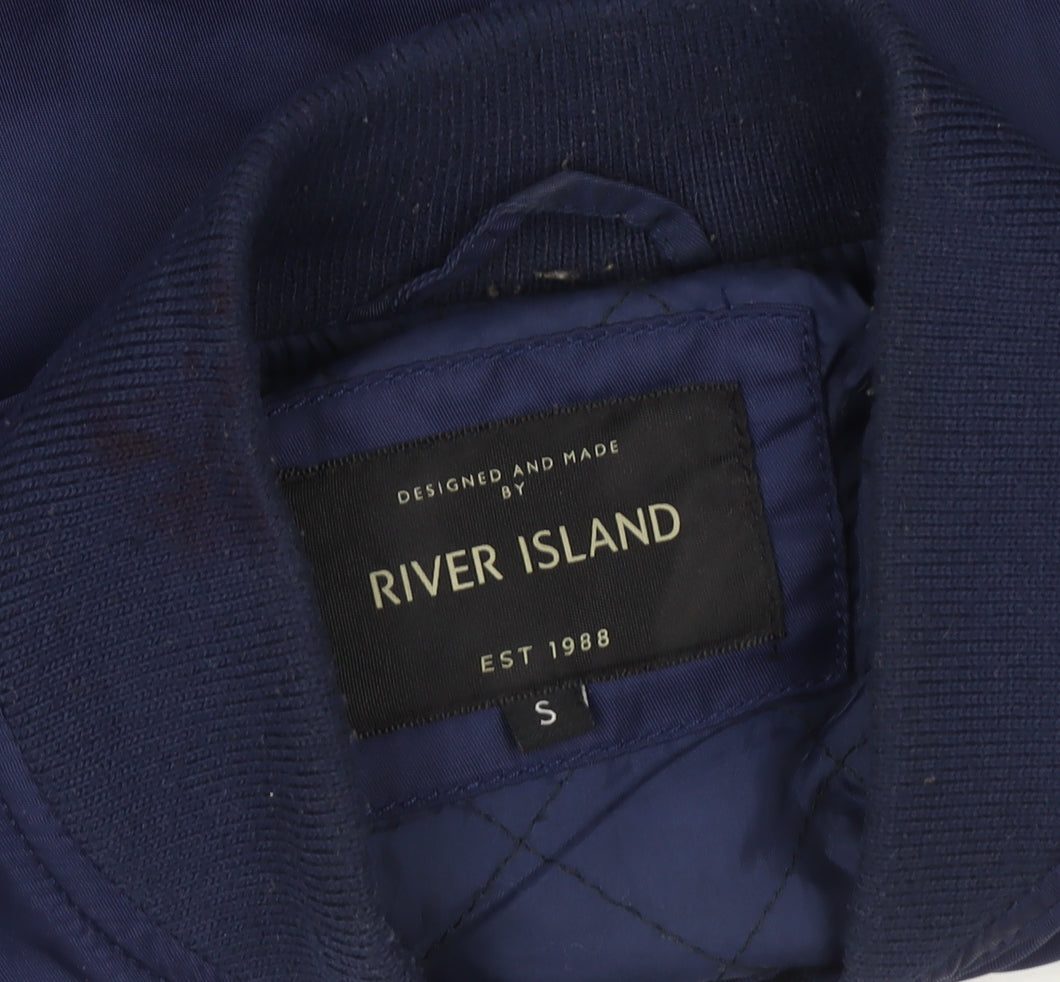 River Island Women's Blue Bomber Jacket Size S