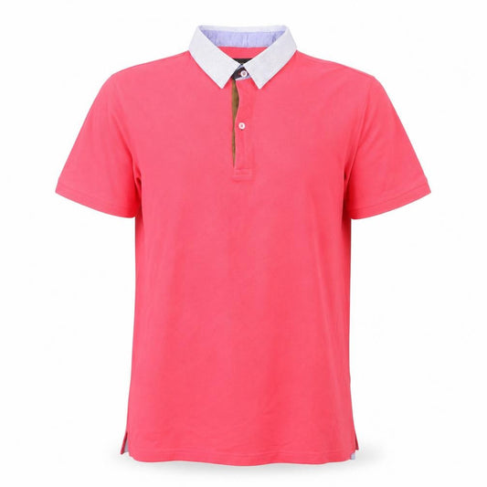 Massimo Dutti Unisex Pink Polo Shirt Size L Short Sleeve Cotton