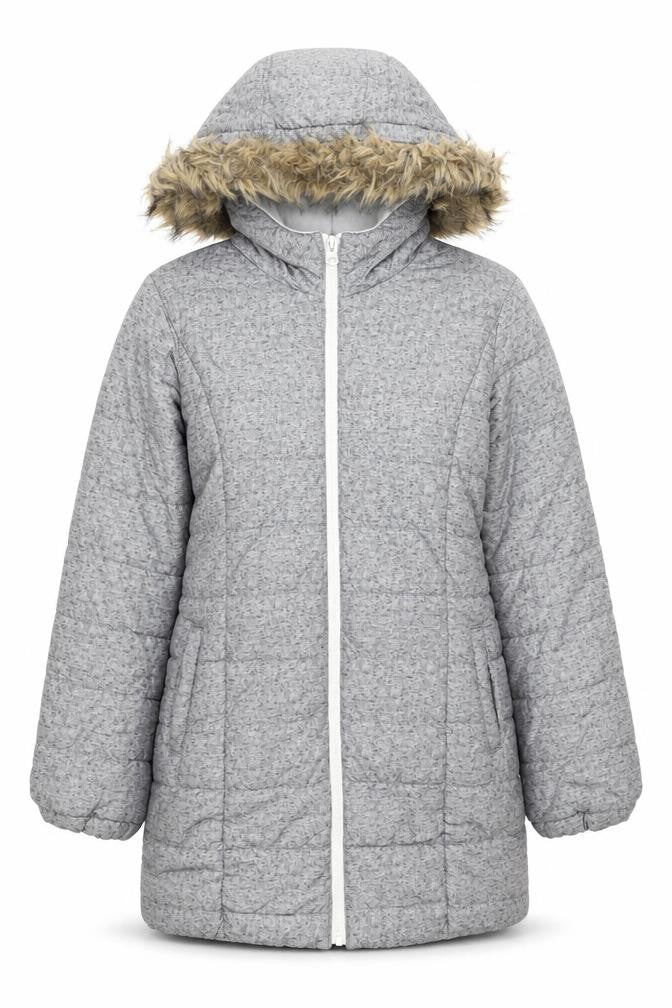 Gap Kids Grey Hooded Long Puffer Coat Teen Girls Size 14 Winter Jacket