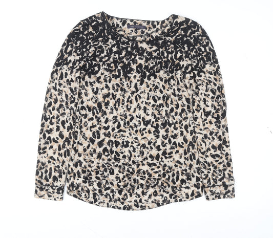 Marks and Spencer Womens Beige Leopard Print Long Sleeve T-Shirt Size 8