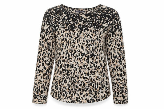 Marks and Spencer Womens Beige Leopard Print Long Sleeve T-Shirt Size 8