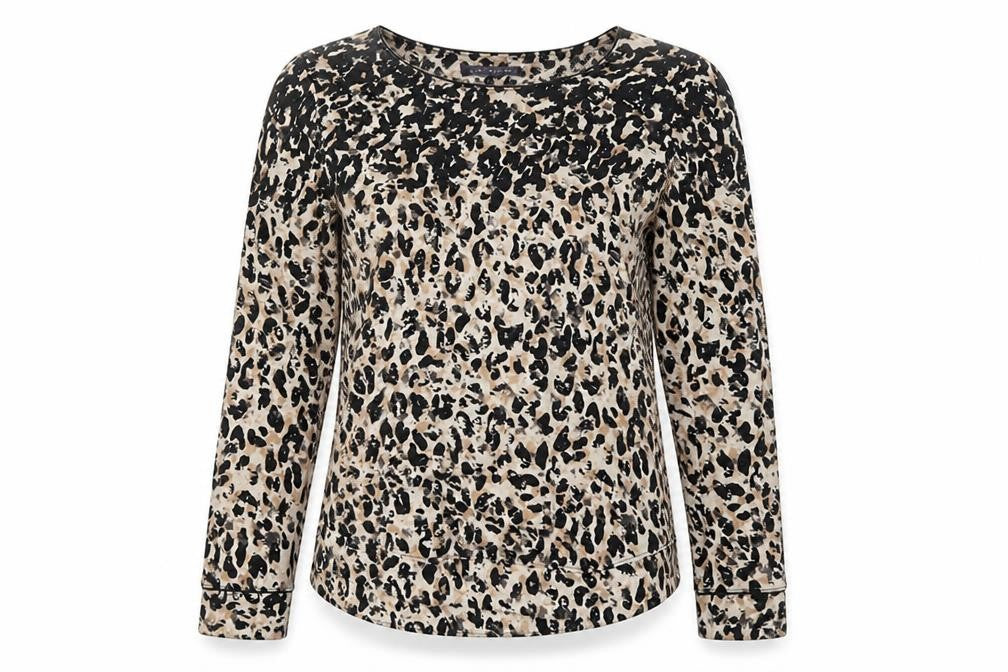 Marks & Spencer Womens Beige Leopard Print Long Sleeve T-Shirt Size 8