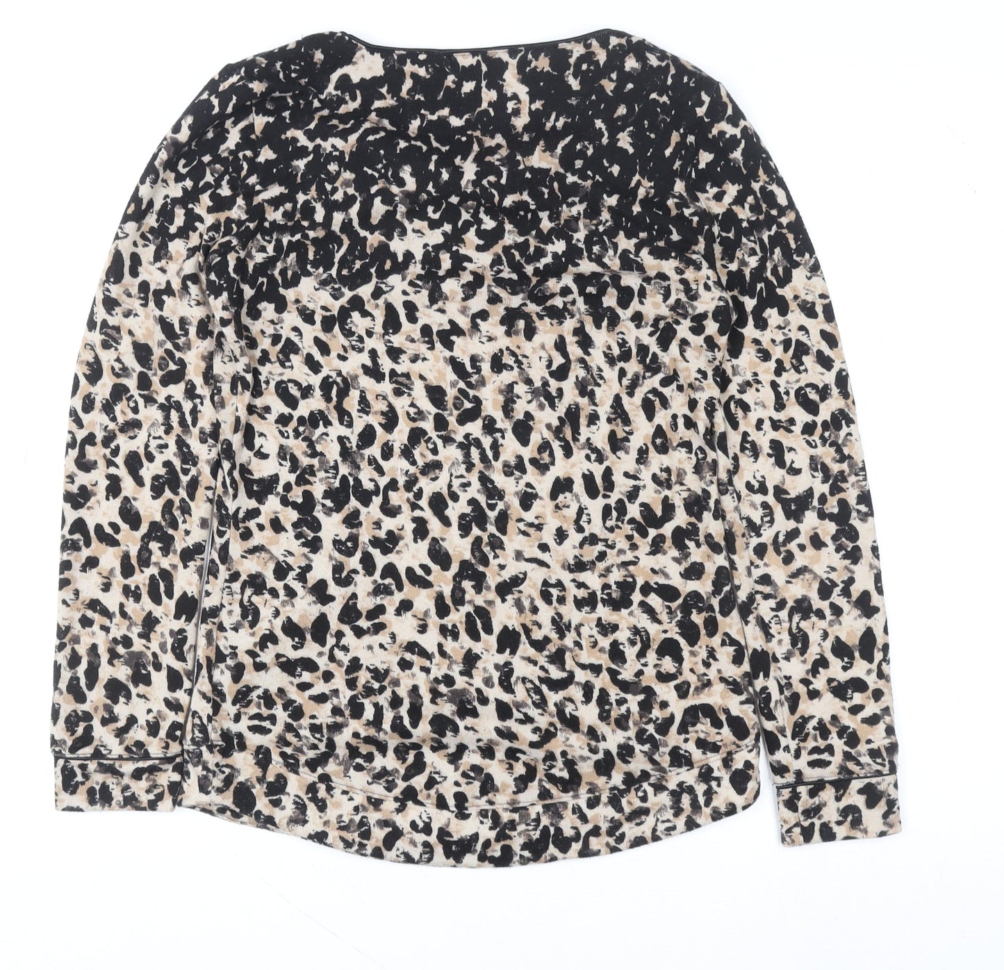 Marks and Spencer Womens Beige Leopard Print Long Sleeve T-Shirt Size 8
