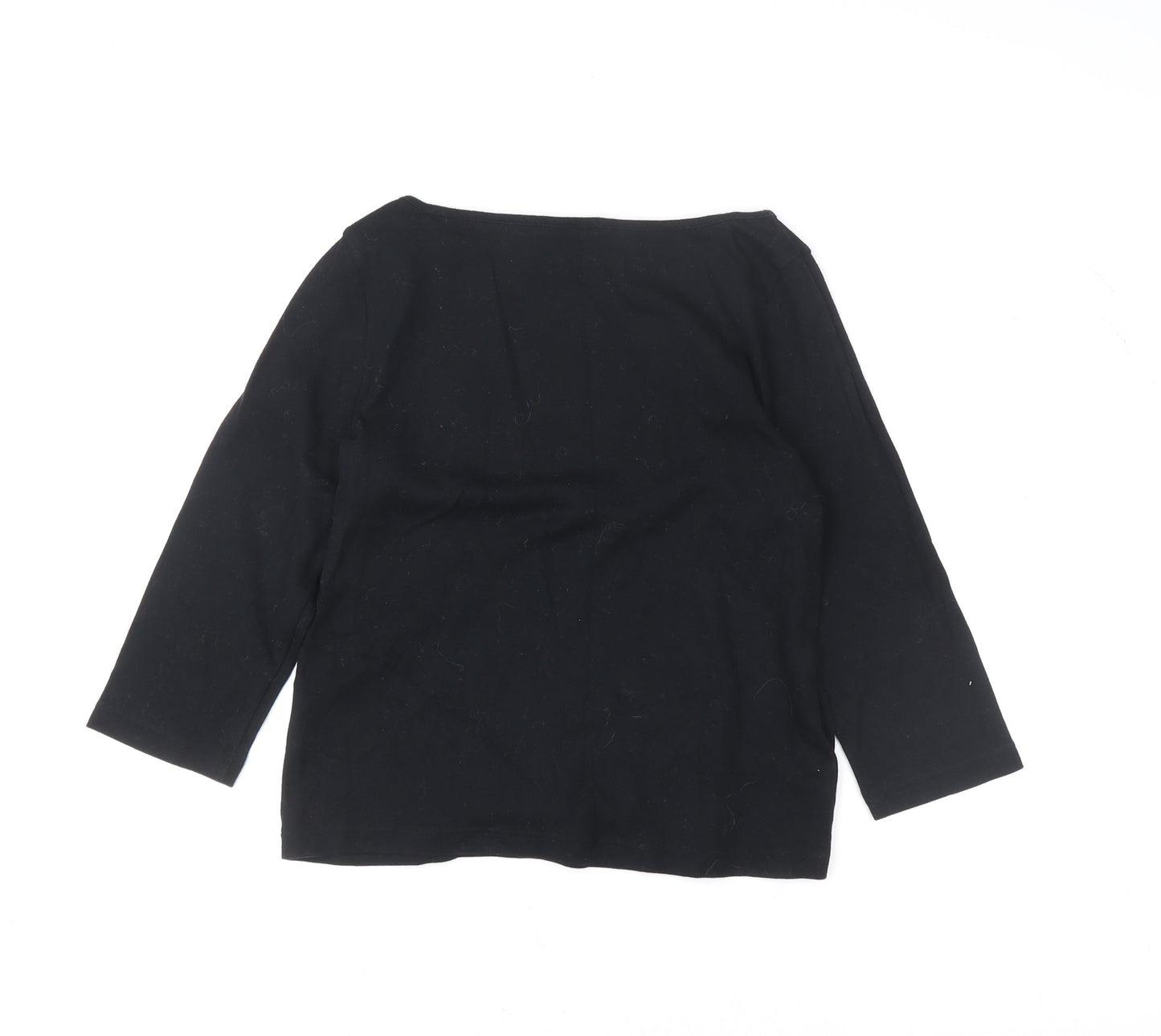 Marks and Spencer Women's Black Sequin 3/4 Sleeve Boat Neck T-Shirt UK 14