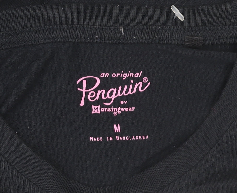 Original Penguin Black Cotton Blend Women’s T-Shirt M Short Sleeve Casual