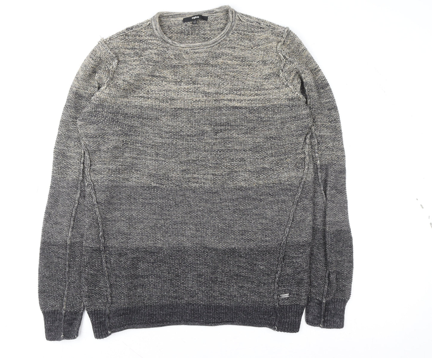 tigha Mens Grey Knit Pullover Sweatshirt Size S Regular Fit