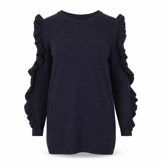 Marks and Spencer Womens Blue Ruffle Sleeve Knit Blouse UK 12